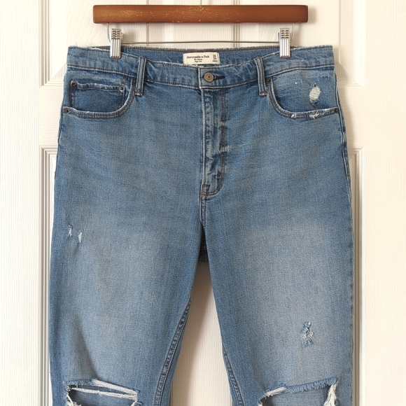Abercrombie & Fitch Classic Distressed Medium Wash High Rise Skinny Jeans 32 - Picture 2 of 14